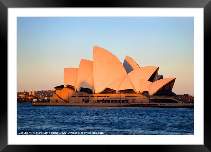 Sydney Opera House at Sunset Framed Mounted Print by Mark Sunderland