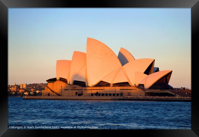 Sydney Opera House at Sunset Framed Print by Mark Sunderland