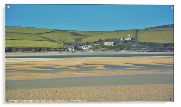 Across the Estuary To Hawker's Cove. Acrylic by Neil Mottershead