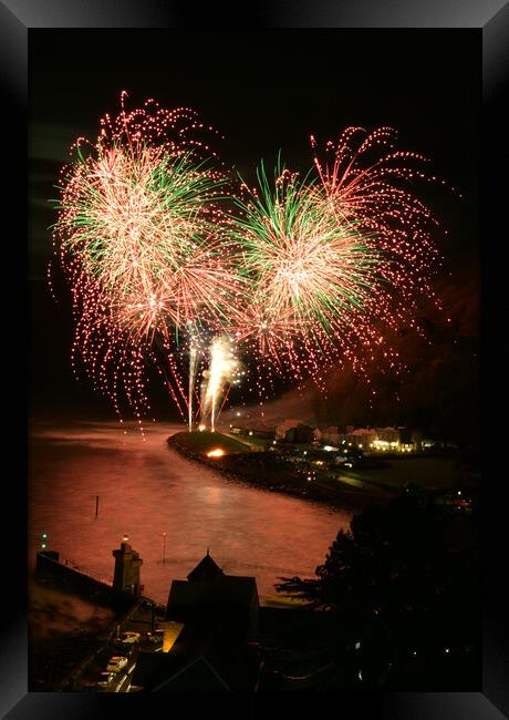 Mesmerizing Fireworks Display in Lynmouth North De Framed Print by graham young