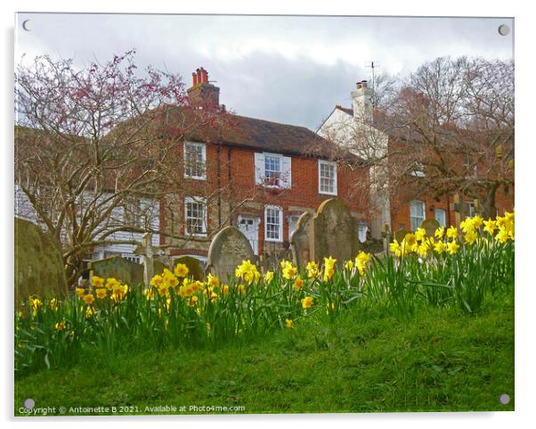 Spring time on Church Hill Hythe Kent  Acrylic by Antoinette B