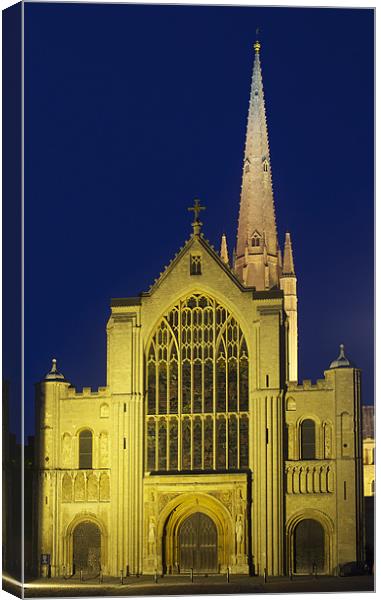 Norwich Cathedral at night Canvas Print by Francesca Shearcroft
