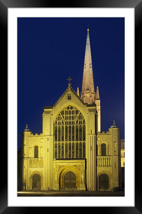 Norwich Cathedral at night Framed Mounted Print by Francesca Shearcroft