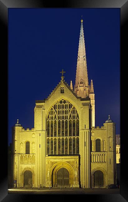 Norwich Cathedral at night Framed Print by Francesca Shearcroft