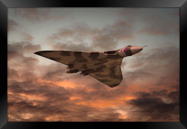 Vulcan Bomber Sunset Framed Print by J Biggadike