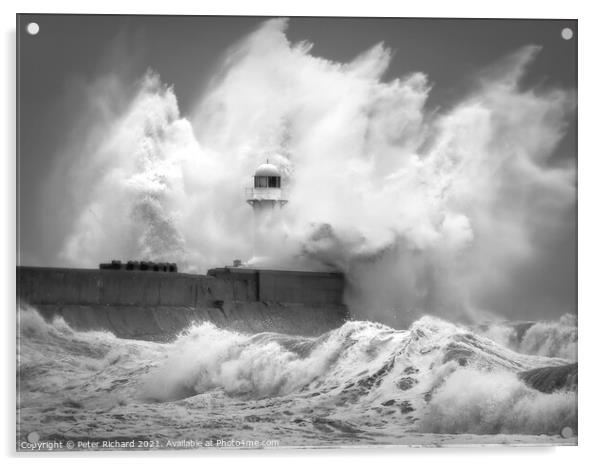 South Gare Storm Acrylic by Peter Richard