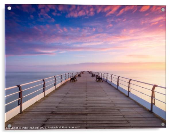 Saltburn Pier Sunrise Acrylic by Peter Richard