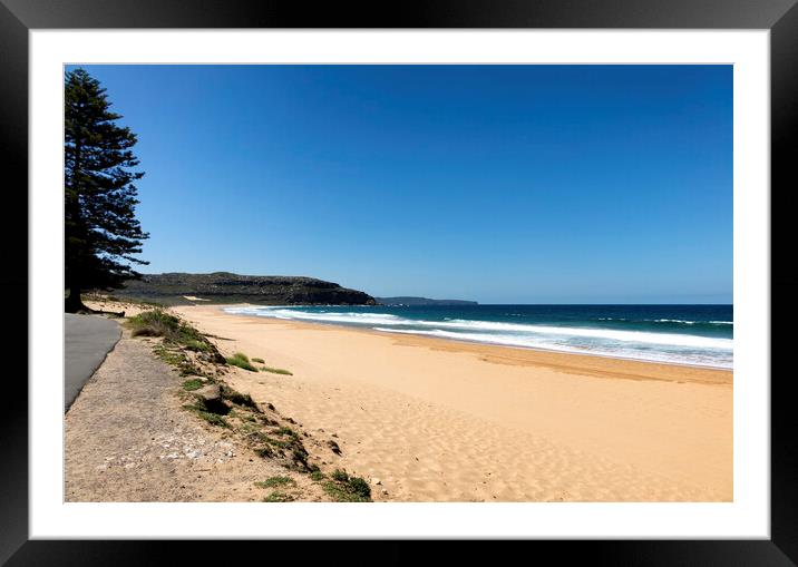 Walkway along empty beach in Sidney Australia coas Framed Mounted Print by Thomas Baker
