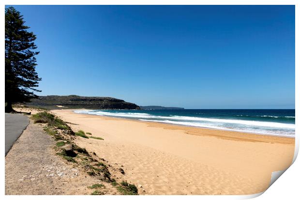 Walkway along empty beach in Sidney Australia coas Print by Thomas Baker