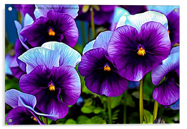 Pretty Purple Pansies Acrylic by Jim Jones