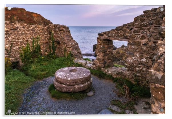 Trefin Mill Ruins Pembrokeshire Acrylic by Jim Monk