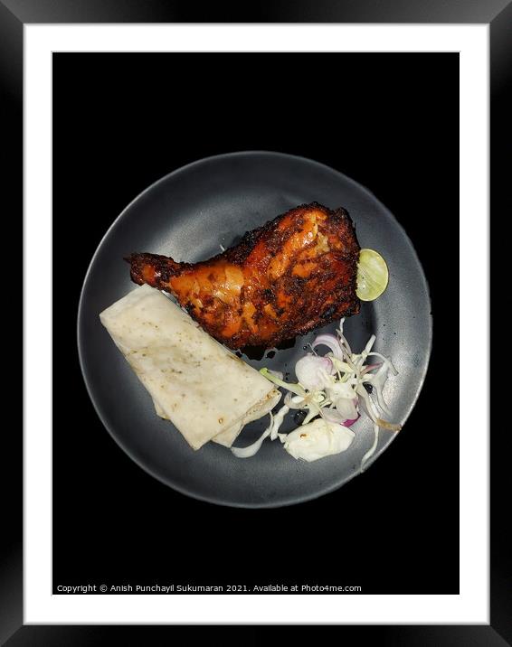 Fleshly cook barbecue chicken with rumali roti and mixed salad Framed Mounted Print by Anish Punchayil Sukumaran