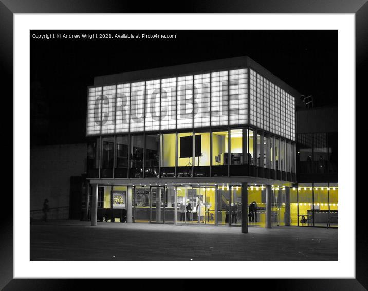 The Crucible Theatre, Sheffield ( Yellow & Grey Version ) Framed Mounted Print by Andrew Wright