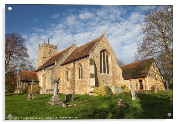 St Andrews Church Impington Cambridgeshire Acrylic by Allan Bell