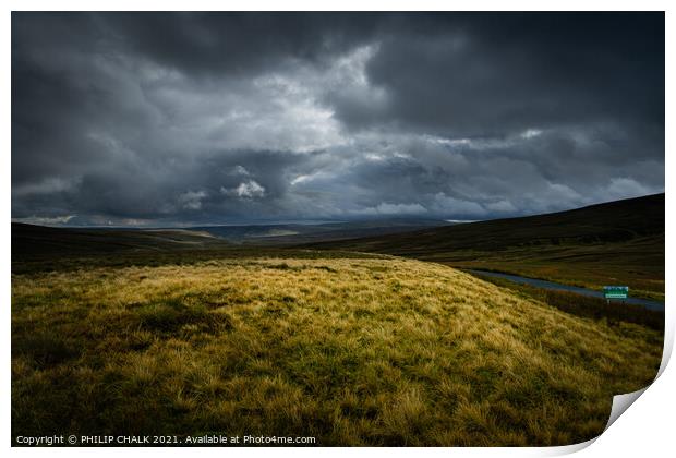 Desolate Yorkshire dales with stormy skies 423  Print by PHILIP CHALK