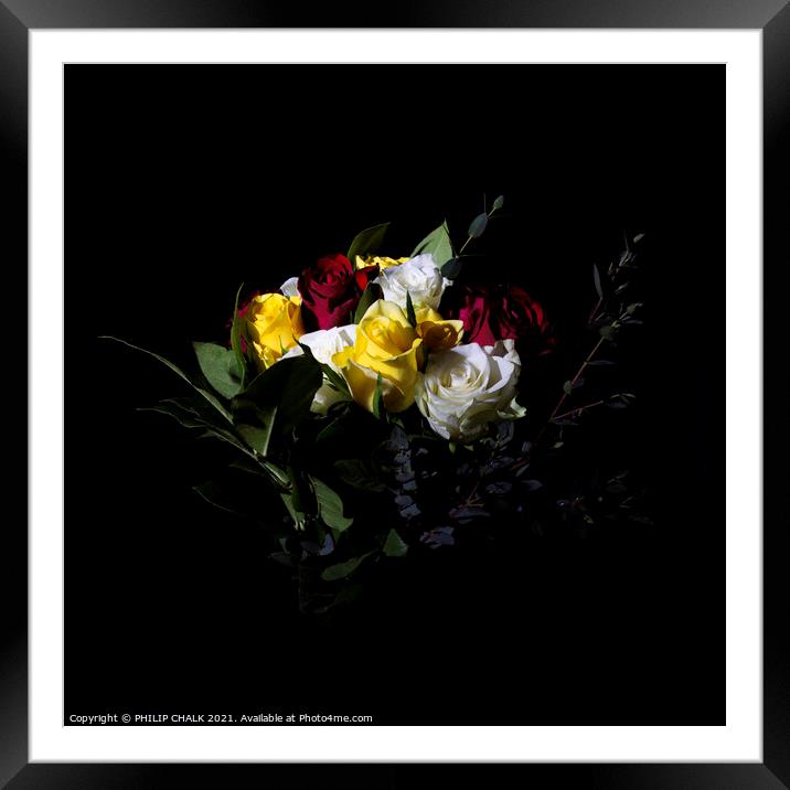 Bouquet of Roses low key 424 fine art  Framed Mounted Print by PHILIP CHALK