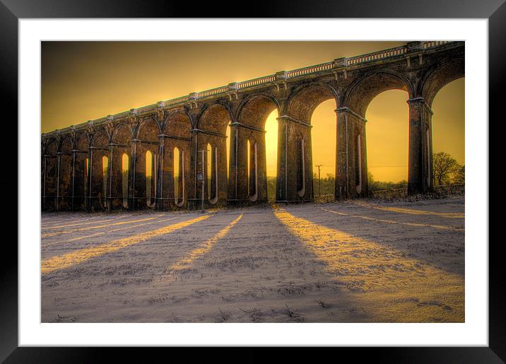 Balcombe Viaduct in the Snow at Sunset Framed Mounted Print by Eddie Howland
