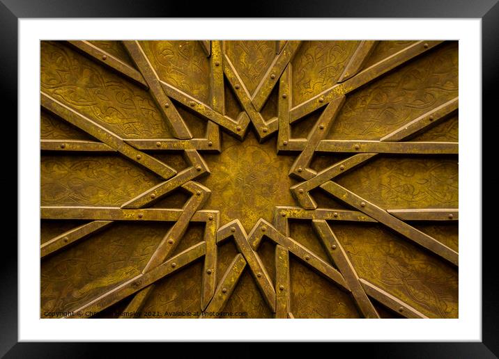 Dodecagram - a 12 pointed star worked in wood Framed Mounted Print by Christina Hemsley