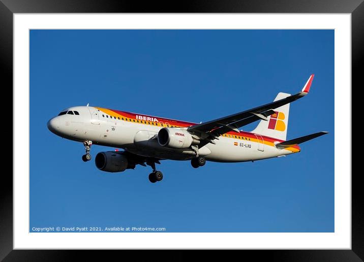 Iberia Airlines Airbus A320                  Framed Mounted Print by David Pyatt