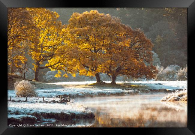Morning mist on the River Brathay Framed Print by Steve Jackson