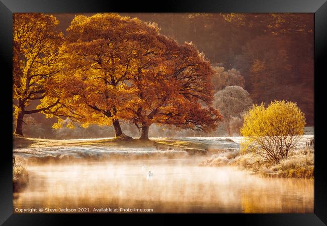 Autumnal mist on the River Brathay Framed Print by Steve Jackson