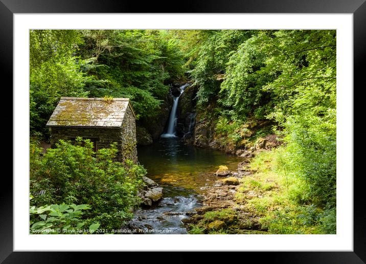 Rydal waterfall and Summer House Framed Mounted Print by Steve Jackson