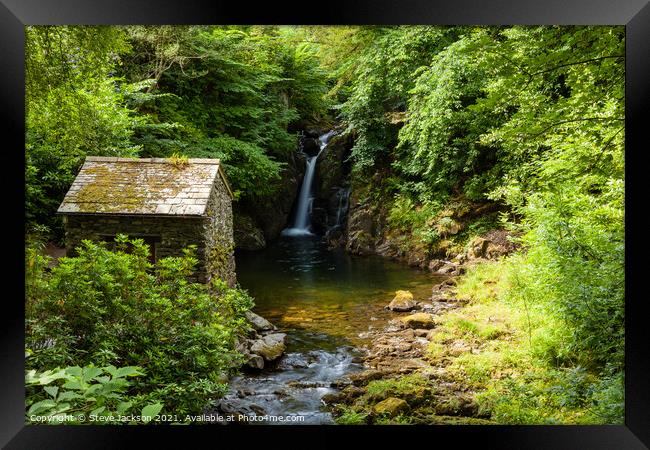 Rydal waterfall and Summer House Framed Print by Steve Jackson