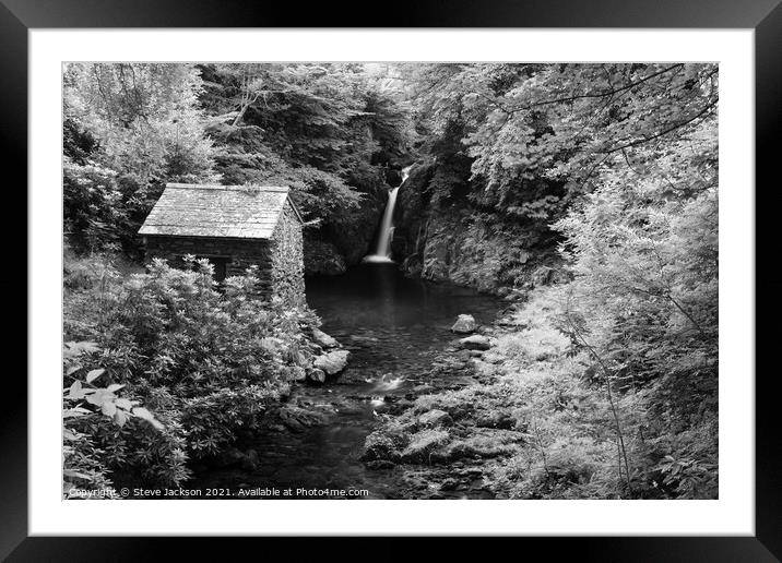 Rydal waterfall and Grot Framed Mounted Print by Steve Jackson