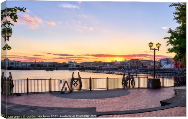 Sunset over Cardiff Bay Canvas Print by Gordon Maclaren