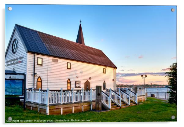 Sunset over the Norwegian Church Arts Centre Cardi Acrylic by Gordon Maclaren