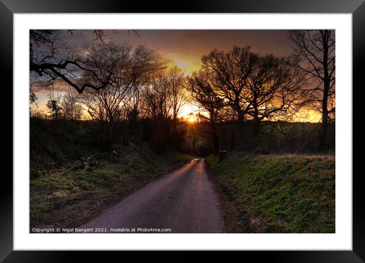 Country Lane Sunset Framed Mounted Print by Nigel Bangert