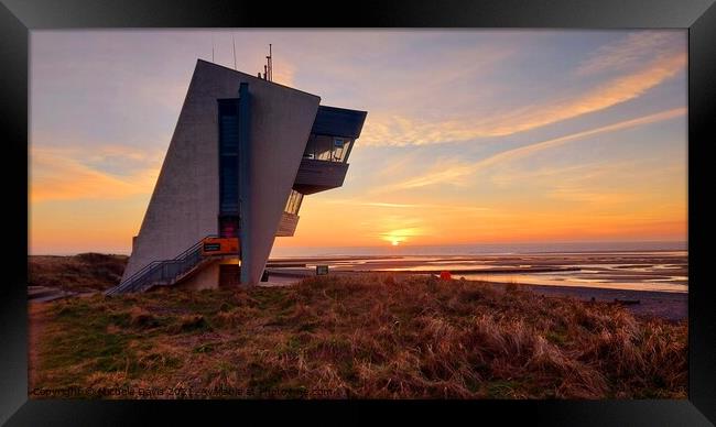 Rossall Point Watch Tower sunset Framed Print by Michele Davis