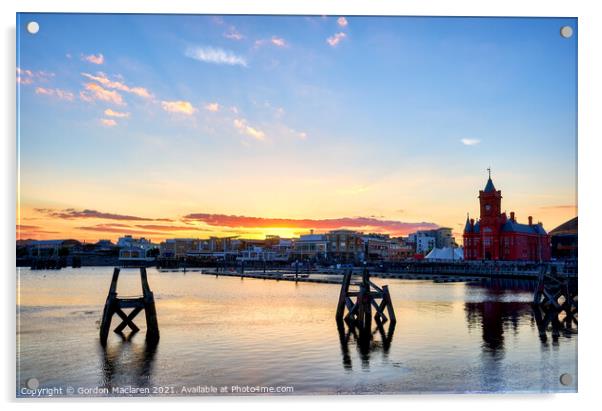 Beautiful Cardiff Bay Sunset Acrylic by Gordon Maclaren