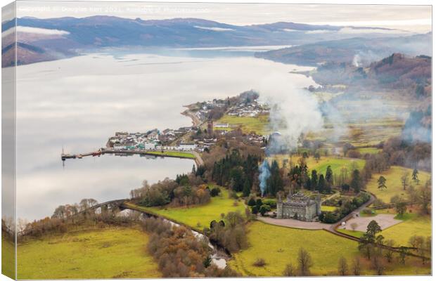 Inverary and Inverary Castle from Dun na Cuaiche Watchtower Canvas Print by Douglas Kerr