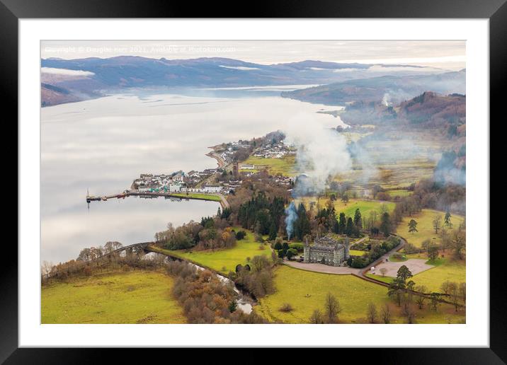 Inverary and Inverary Castle from Dun na Cuaiche Watchtower Framed Mounted Print by Douglas Kerr