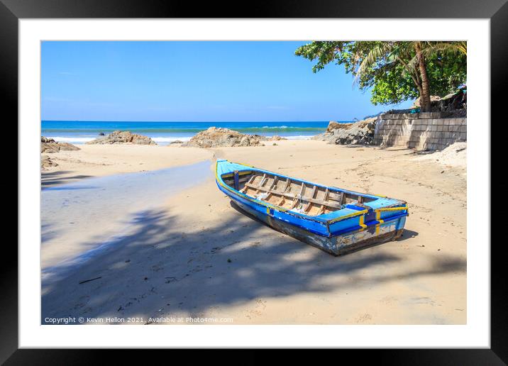 Boat on the beach  Framed Mounted Print by Kevin Hellon
