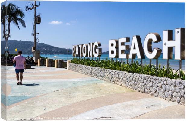 Patong beach sign Canvas Print by Kevin Hellon