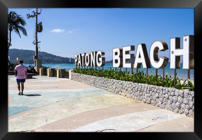 Patong beach sign Framed Print by Kevin Hellon