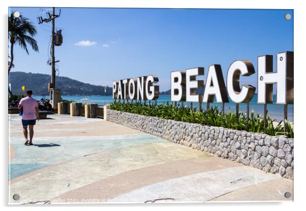 Patong beach sign Acrylic by Kevin Hellon