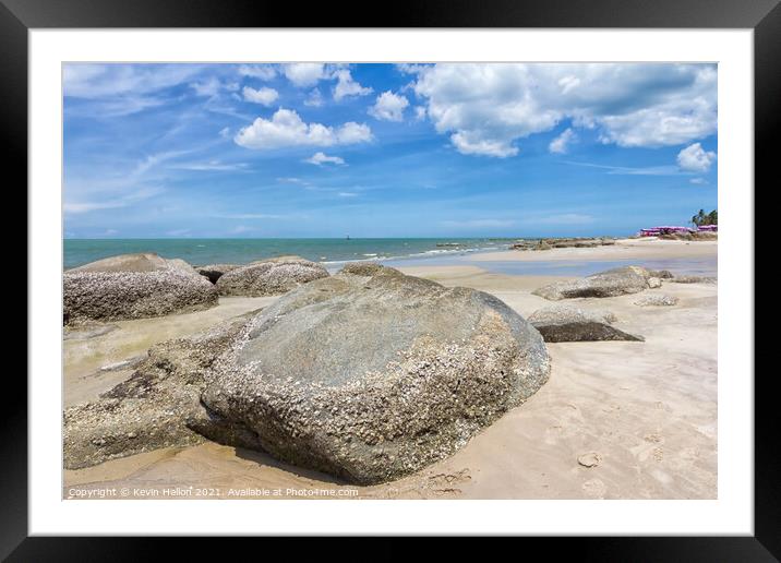 Rocks on Hua Hin beach Framed Mounted Print by Kevin Hellon
