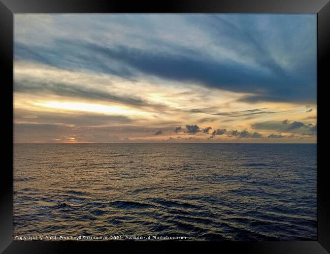 sunset in south china sea a cloudy sky Framed Print by Anish Punchayil Sukumaran