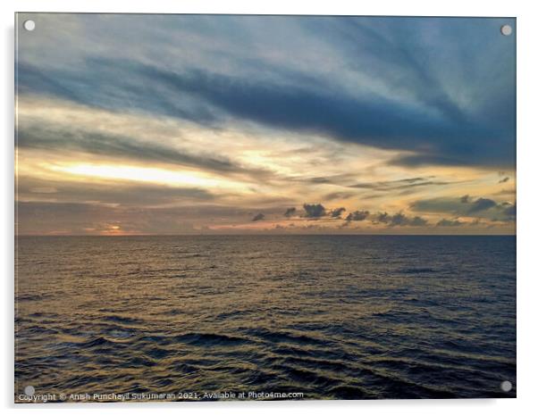 sunset in south china sea a cloudy sky Acrylic by Anish Punchayil Sukumaran