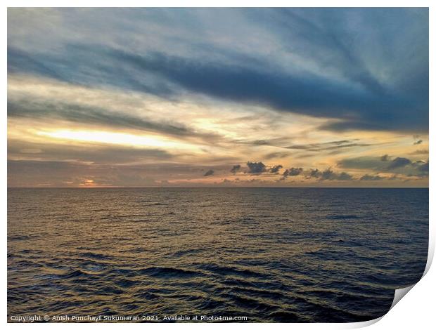 sunset in south china sea a cloudy sky Print by Anish Punchayil Sukumaran