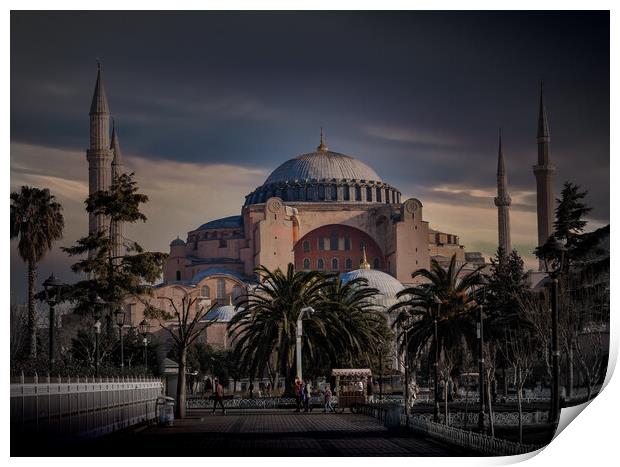 Hagia Sophia (Ayasofya). View from the Sultan Ahmet Park. Istanb Print by Sergey Fedoskin