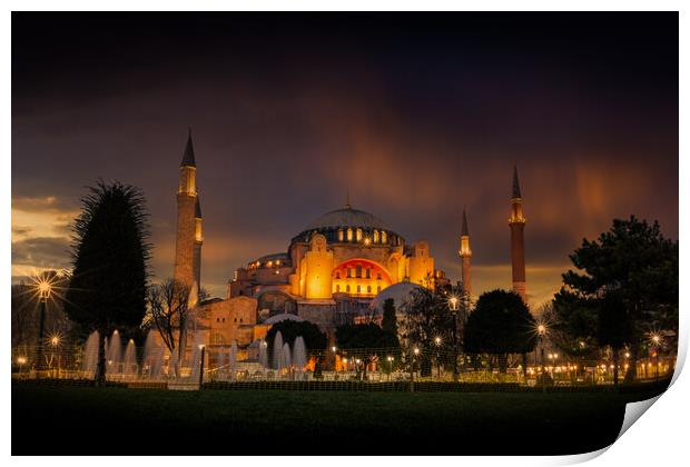 Hagia Sophia (Ayasofya). View from the Sultan Ahmet Park. Print by Sergey Fedoskin