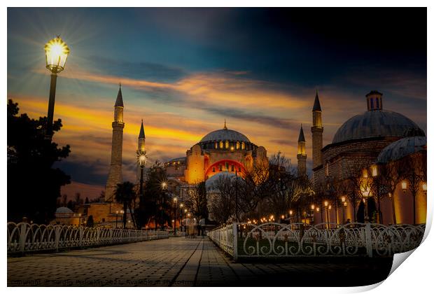 Hagia Sophia (Ayasofya). View from the Sultan Ahmet Park. Istanb Print by Sergey Fedoskin