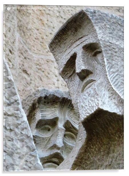 Sagrada Familia Carvings Acrylic by Andrew Wright