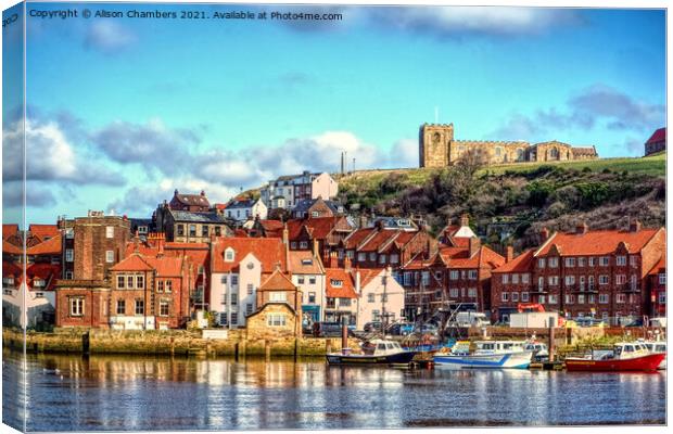 Sunny Whitby Canvas Print by Alison Chambers