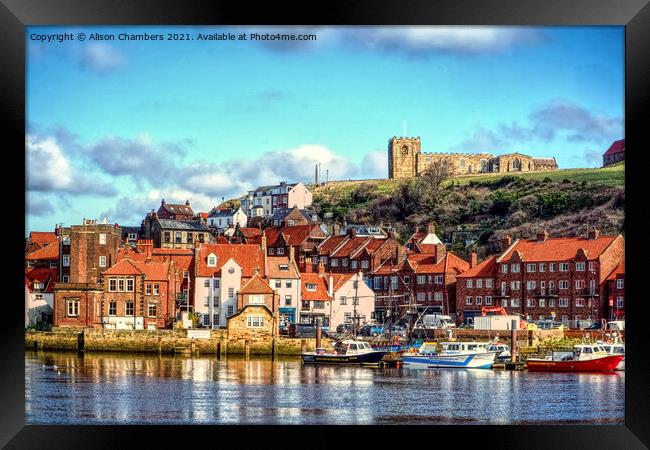 Sunny Whitby Framed Print by Alison Chambers