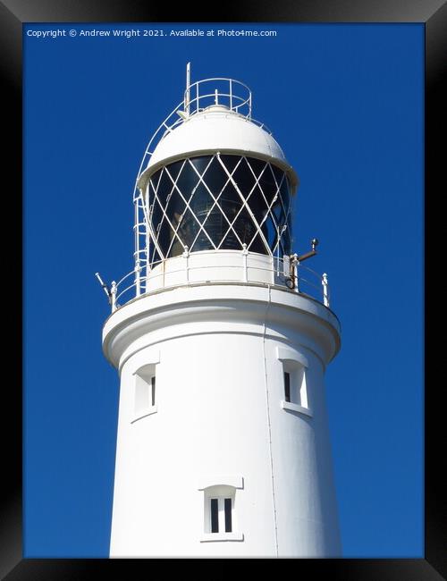 Portland Bill Lighthouse - WHITE Framed Print by Andrew Wright